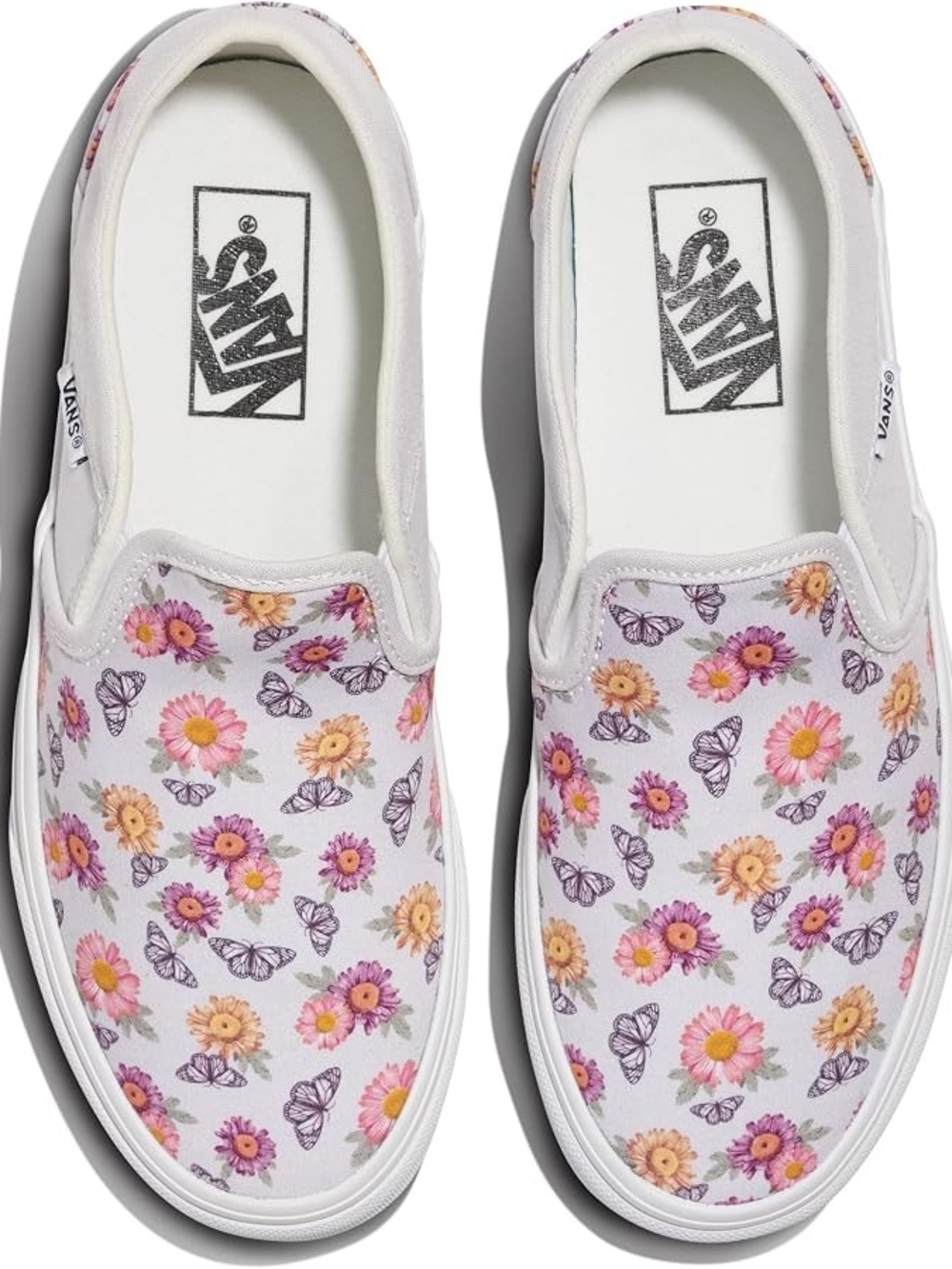 Vans Asher Butterfly Floral Slip-On Sneakers - White Multicolor